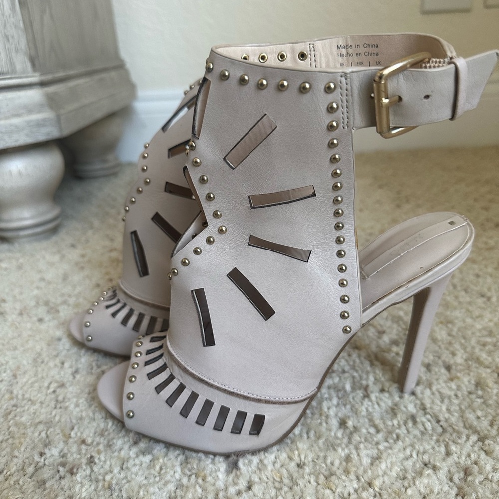 Aldo Beige Studded Cut-Out Heels
